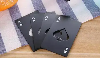 

Black Colour Personalized Playing Card Beer Bottle Opener Custom Logo Engraved