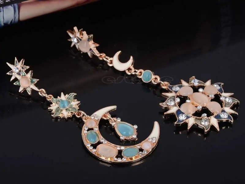 1 пара шикарных модных красивых сережек со стразами и звездами Sun Moon|earrings fashion|earrings