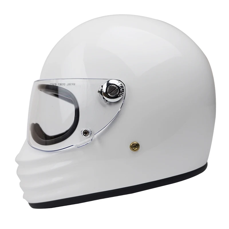 TTCO полный шлем rcycle для TT& CO стекловолокна винтажный мото rbike шлемы JIS высокого качества ретро-шлемы - Цвет: Gloss White