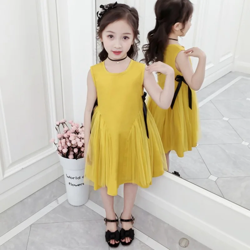 COOTELILI Cute Beach Girl Dress A-Line Kids Girl Dresses For Party And Wedding Yellow Daughter Dresses Children Clothing  (2)