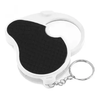 

New 5X ABS + PU Holster Acrylic Optical Lens Foldable Portable Magnifier with LED Light and Key Ring for Jewelry