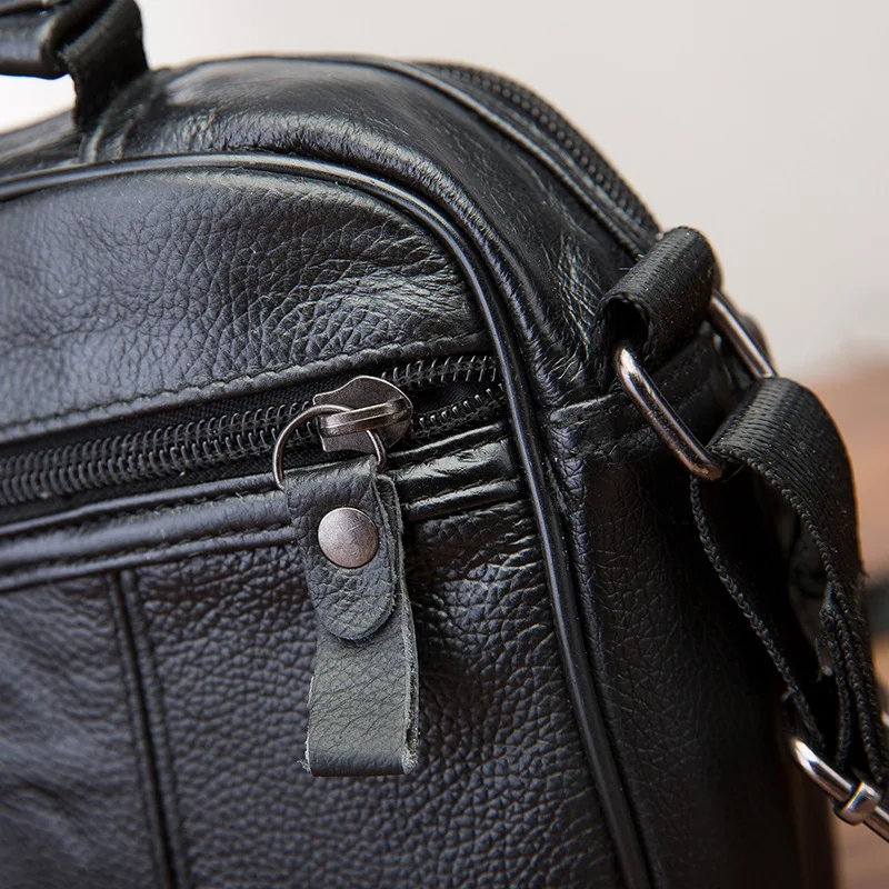 Брендовая мужская сумка-мессенджер из натуральной кожи на молнии в стиле ретро, деловая Мужская Черная маленькая сумка на плечо, сумки для мужчин