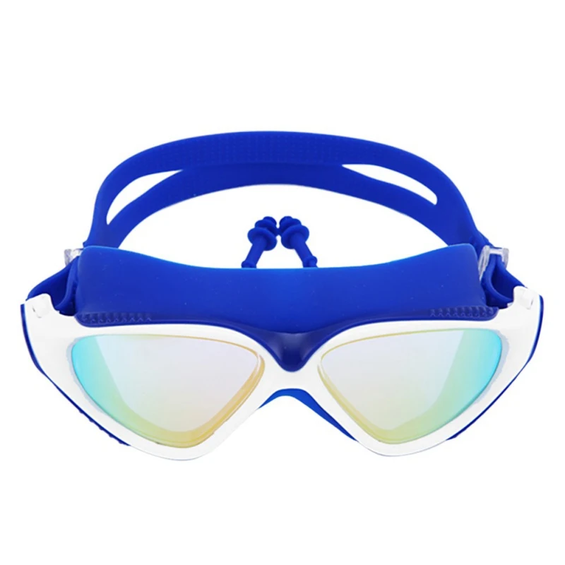 Плавательные очки для мужчин и женщин высокое разрешение водонепроницаемые противотуманные плоские зеркальные очки в большой оправе линзы очки с ушной затычкой