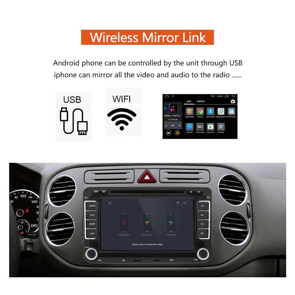 Perfect AMPrime Car Multimedia player Android 7" GPS Autoradio 2 Din USB For Volkswagen/VW/ Passat/POLO/GOLF/Skoda/Seat/Leon Radio Wifi 4