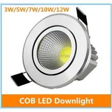50 шт. светодиодный светильник COB 3 Вт 5 Вт 7 Вт 10 Вт 12 Вт Светодиодный точечный светильник светодиодный потолочный светильник AC 90 В-220 В