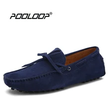 POOLOOP/большие размеры; Лоферы без застежки; сезон весна; Мужская обувь из замши; повседневные Мокасины для вождения; удобная мужская модная обувь на плоской подошве