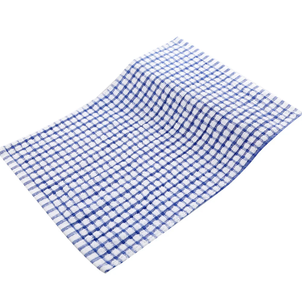 Мягкий плед абсорбирующий кухонный стол ткань для мытья посуды хлопок чистящее чайное полотенце - Color: Blue