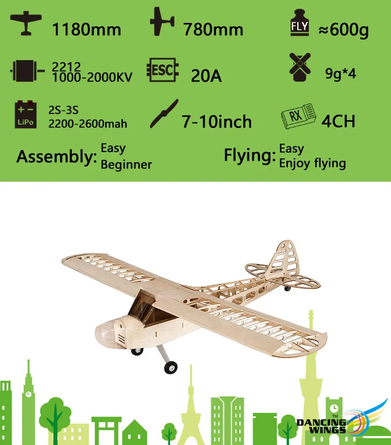 Радиоуправляемый самолет лазерная резка Balsa деревянный комплект самолетиков j3 piper cub рамка без крышки размах крыльев 1180 мм Модель Строительный комплект