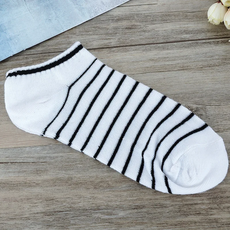 Мужские носки 10 штук = 5 пар/лот упаковка мужские летние легкие носки полосатые Короткие хлопковые носки пары носки распродажа - Цвет: white