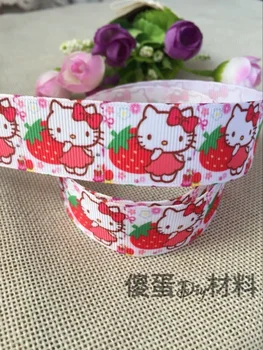 

1 "25MM NEW Hello Kitty KT Printed grosgrain ribbon hairbow party decoration DIY handmade wholesale