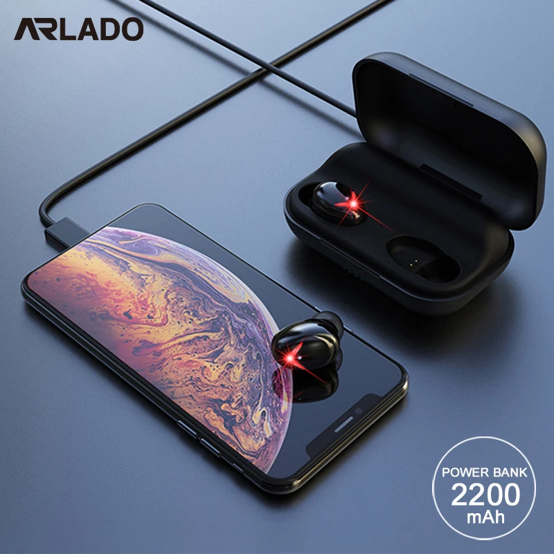 

Arlado New A8 TWS Bluetooth 5.0 Earbuds Wireless Earphones Wterproof Touch Control Cordless Earpiece with 2200mah Charging Box
