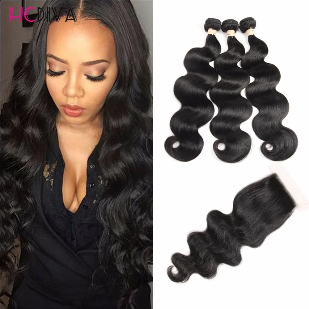 8a Grade Brazilian Body Wave 3 Bundle With Closure Brazilian virgin hair With Closure Cheap hair Bundles With Closure Deals