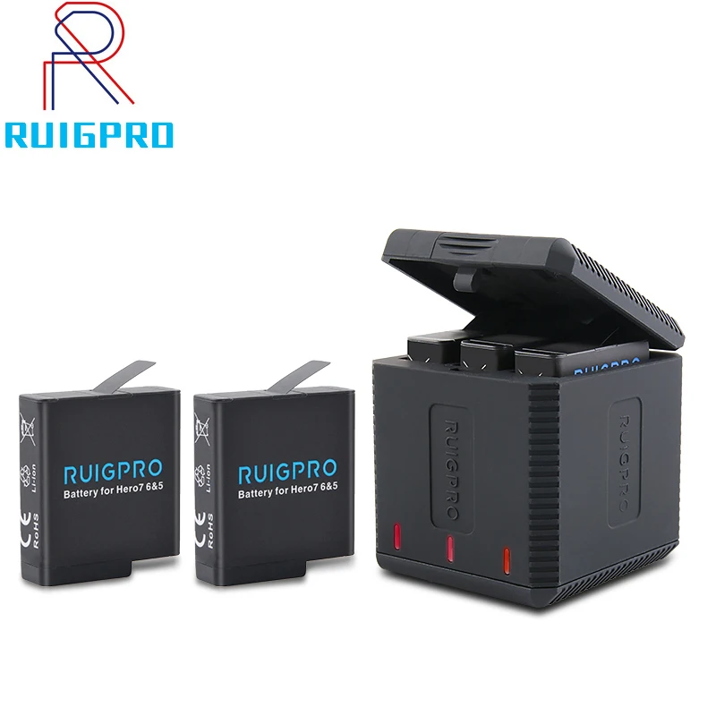 Kopen Nieuwe 3 Weg slot Battery Charger LED Opladen Doos Carry Case Batterij Behuizing voor GoPro Hero 7 6 5 zwart Accessoires Batterij Case