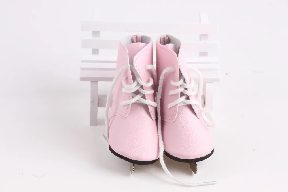 Cute Doll Pink Ice skates fit 18" Doll Accessories Shoes in Dolls