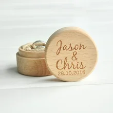 Personalized Rustic font b Wedding b font Wood Ring Box Holder Custom Your Names and Date