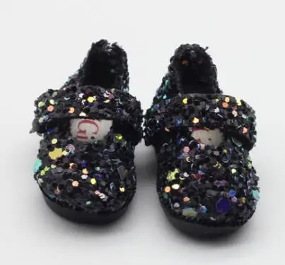Черно-белые мини-туфли с блестками для 1/8 BJD blyth 1/6, кукольные туфли 3,2 см et008 - Цвет: picture 2