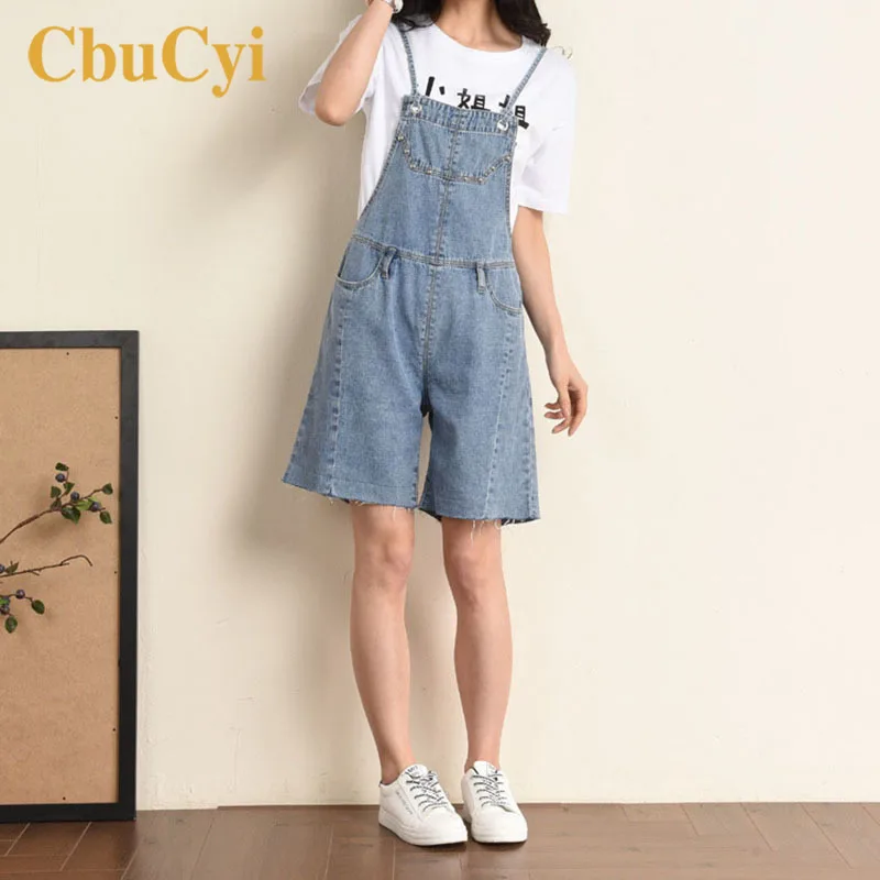 

Plus Size Women Loose Jumpsuits 5XL Suspenders Fat Short Playsuit Overalls for Women Casual Rompers Cotton Denim Playsuits