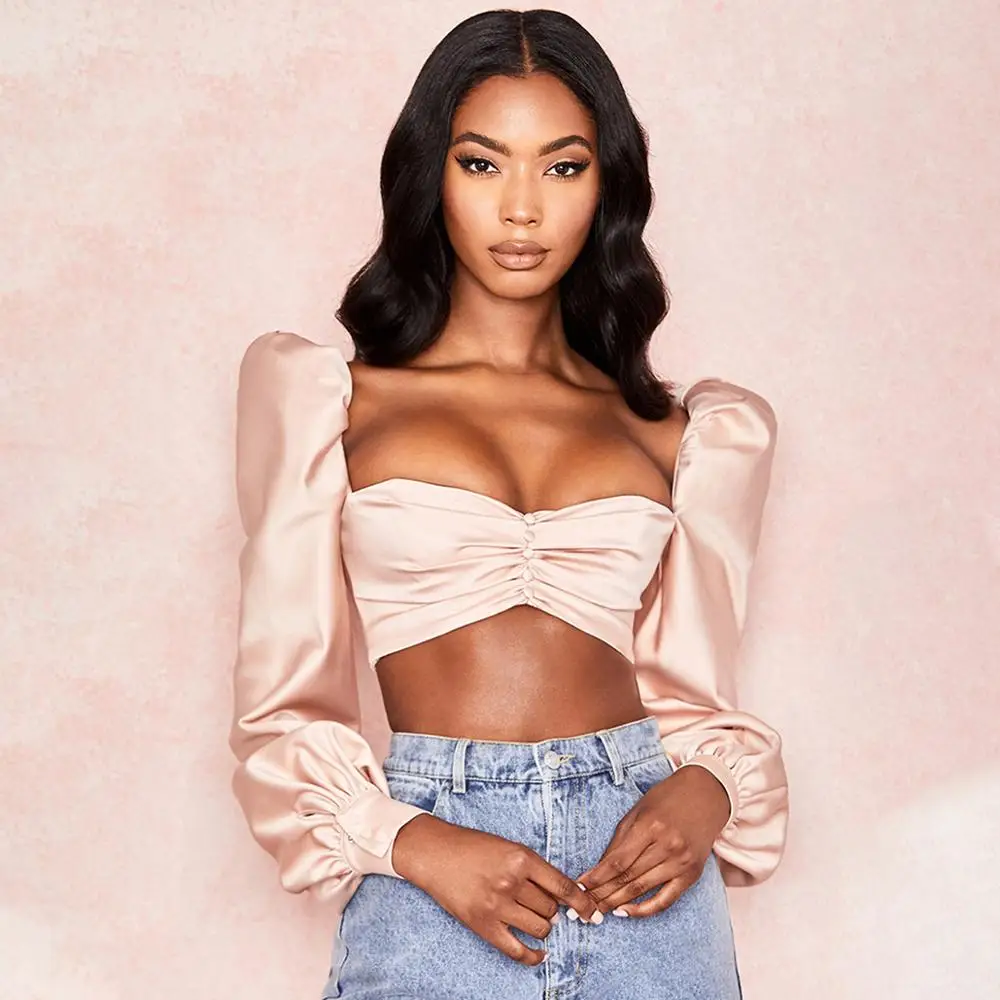 

2019 New Solid-color Strapless Button Slim Crop Top футболка женская