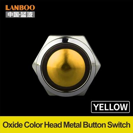 Yellow Oxide Head 12 мм кнопочный мини-переключатель с мгновенный или самоблокирующийся переключатель с многоцветной оксидной головкой - Цвет: Yellow Oxide Head