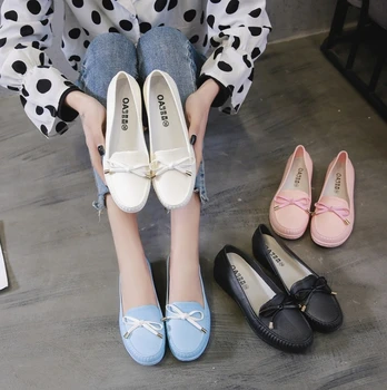 

MXHY Women's Pure Color Rain Boots Outdoor Rubber Water shoes For Female Peas shoes White Sneakers Waterproof Shoes36-40
