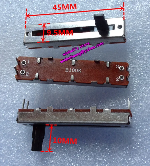 10pcs! B104 length 45MM width 9.5MM 4pins single track Slide Type