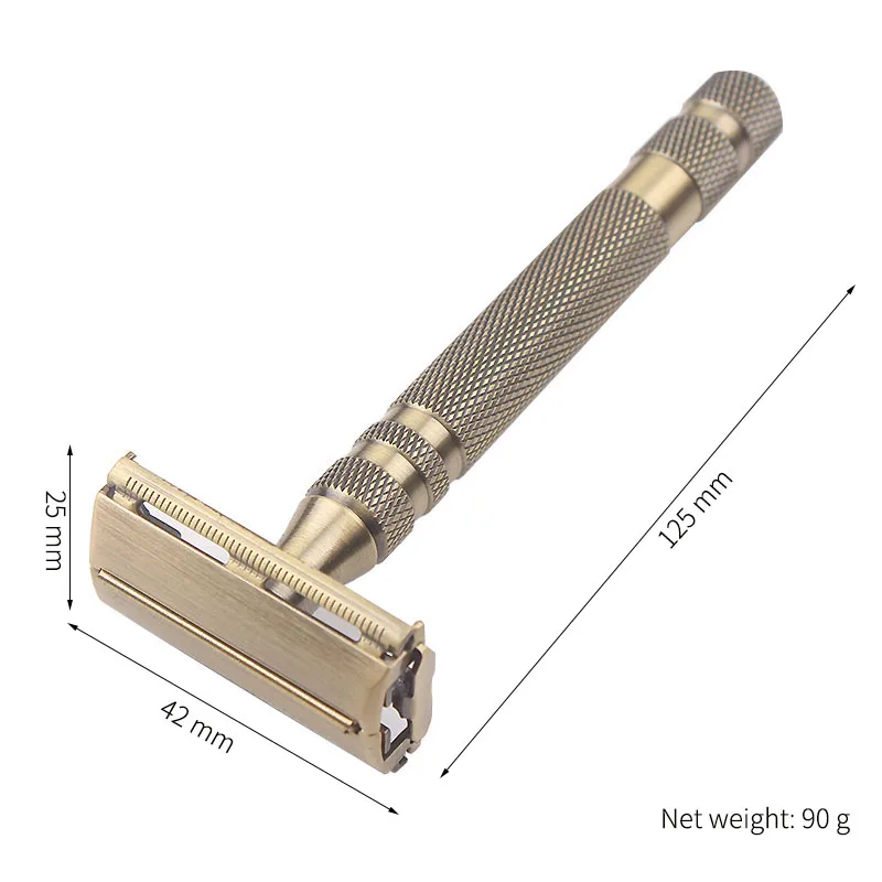 Латунный классический двойной край лезвие ручное бритва длинные Нескользящие металлические ручки Бабочка открытые бритвы