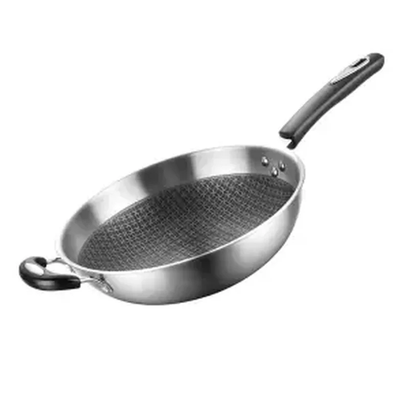 Stainless Steel Wok Non-stick Pan Without Oil Smoke Uncoated Household Wok Pan Induction Pot Kitchen Pot Frying Pan Cooking Pot