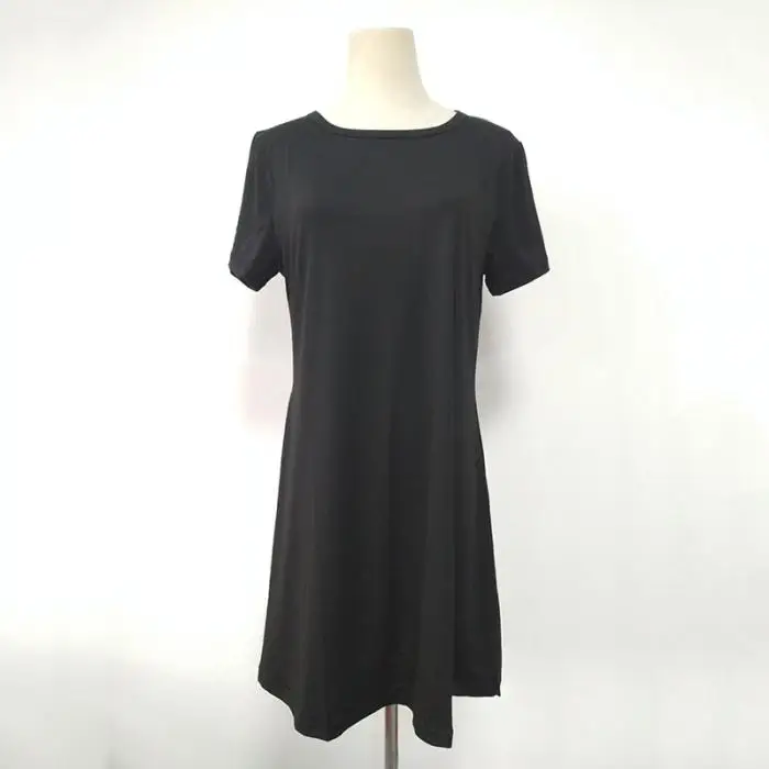 New Women One-pieces Dress Solid Color Short Sleeves Oversize Casual Dress for Summer MV66