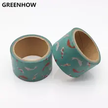 GREENHOW High Quality Fish Pattern Japanese Washi Decorative Adhesive Tape DIY Masking Paper Tape Label Sticker For Gift 9015