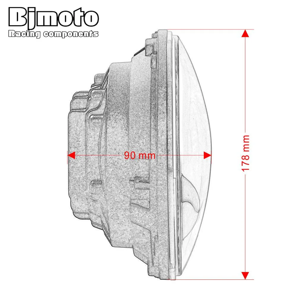 Светодиодный головной фонарь Bjmoto H4 H13 7 дюймов 60 Вт фары дальнего и ближнего света