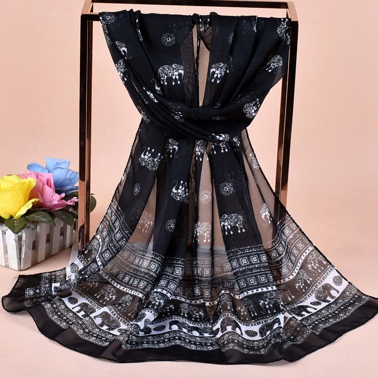 

Scarf chiffon shawl women scarves scarf designer brand luxury headscarf swraps printing hijab ethnic kerchief bandana sjaal wape