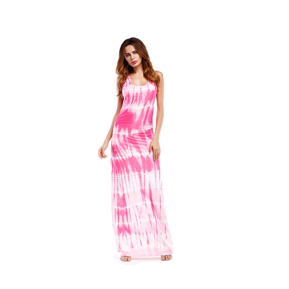 Women 2018 off-shoulder gradient Mix color print dress dress female Summer Bikinis Beach Cover Up Beach Dress