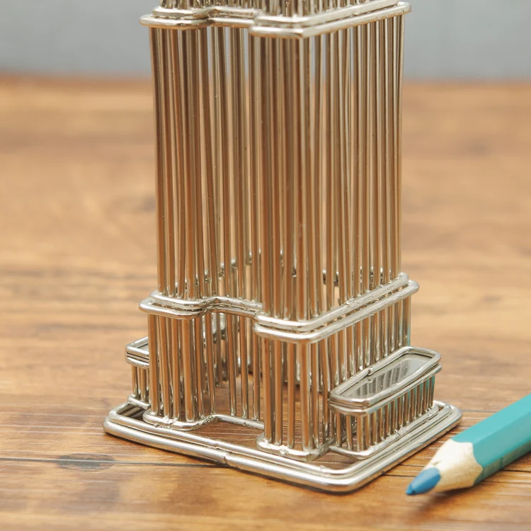 Steel Wire Model Doodles Destinations Empire State Building Architecture Replica Statue Card Holder and Award