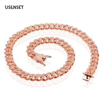 

Necklace Jewelry Link Chain Cubic Zirconia Miami Cuban Iced-Out Bling Golden Fashion Hip Hop Choker Y1054