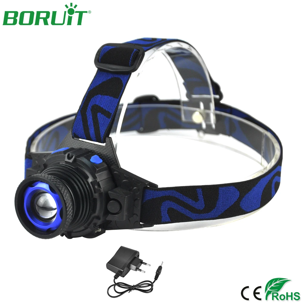 

BORUiT Q5 LED Headlamp Flashlight Zoomable Rechargeable Headlights Portable Waterproof Camping Hunting Head Torch with Battery