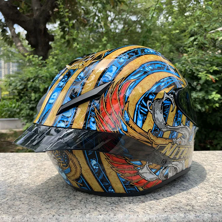 Nueva legada de cara completa 2 faraón de la moto cicleta del casco de monstar coche de carreras de moto cross moto casco