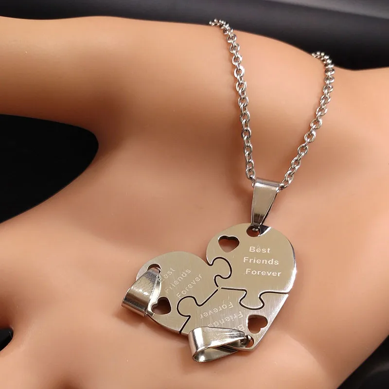 Ожерелье с подвеской из нержавеющей стали Best Friends, 3 шт., ожерелье-чокер серебряного цвета для женщин и девушек, ювелирное изделие N61281B