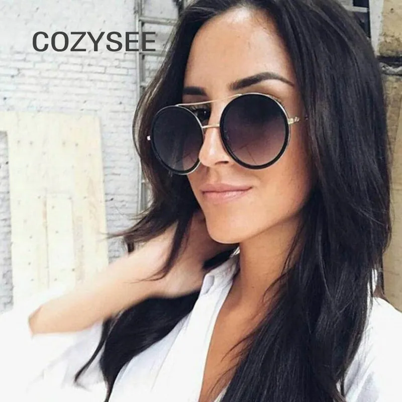 

Ladies Pilot Green Red Sunglasses Circle Women 2018 Oversize Retro Round Eyewear Gold Clear Red Purple Lens Mirror Sun Glasses