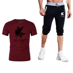 Летний горячий мужской костюм футболка + брюки из двух частей Повседневная Спортивная одежда Мужская 2019 Повседневная футболка спортивные