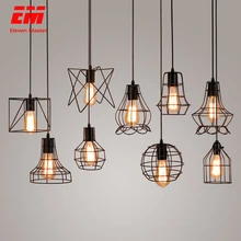 Современный подвесной светильник в клетку, железный минималистичный ретро скандинавский Лофт пирамида, подвесной светильник, металлическая Подвесная лампа E27 для помещений ZDD0011