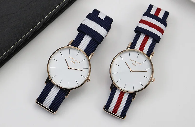 Lover's часы; мода и простота нейлоновый ремешок для часов унисекс кварцевые часы Для мужчин Для женщин ультра тонкий большой циферблат часы Relogio Masculino