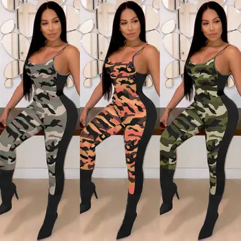 

Hirigin Womens Casual Camo Clubwear Summer Bodycon Sling Sleeveless Jumpsuit Romper Long Trousers