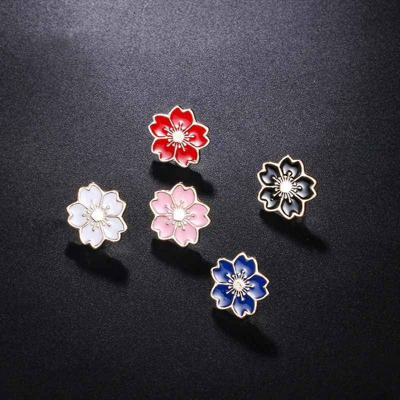 

baiduqiandu Sweet Cherry Blossoms Flower Brooch Multi-color Enamel Pins Button Female School Girls Japanese Style Bag Lapel Pin