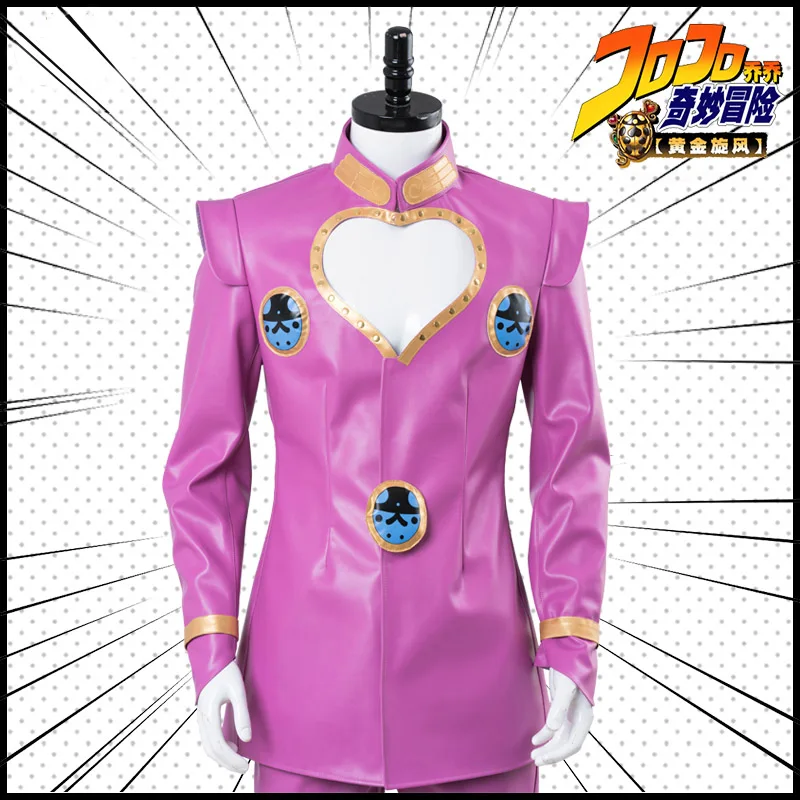 Anime JoJo no Kimyou na Bouken Giorno Giovanna Wigs Cosplay Costumes JoJo Bizarre Adventure Purple Full Set for Halloween Party (4)
