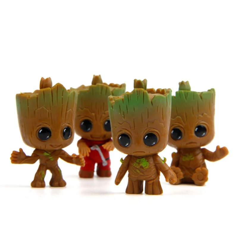 

4pcs/set New Cute Brinquedos Guardians Of The Galaxy Mini Cute Baby Tree Model Action And Toy Figures Cartoon Cake Doll