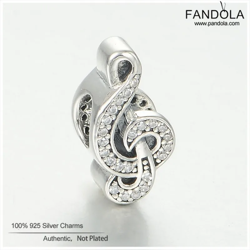 

Fits Pandora Beads Bracelet Authentic 925 Sterling Silver Clef Sweet Music Pave Charms Beads Jewelry Making Berloque Wholesale