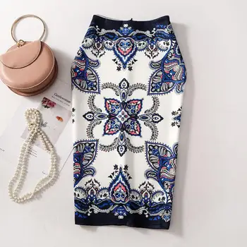 

Fashion Women Art Print Summer Pencil Skirt Size XXL XL L M S High Waist Slim Midi Skirts Office Lady Work Wear Faldas Mujer