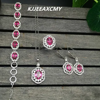 

KJJEAXCMY Fine jewelry, 925 silver inlay natural Topaz powder shinv suit simple wholesale