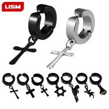 1 шт без уха отверстие серьги Титан Сталь панк Для мужчин серьги черный/белый десять кулон шаблоны для выбора простой мужской ухо пряжка