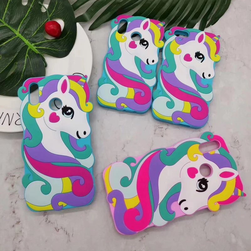

For iphone 6 6s 7 8 plus X XS MAX XR Case 3D Cartoon Unicorn Silicon Case for huawei P20 lite Y5 2018 Y9 2019 honor 8X Cover